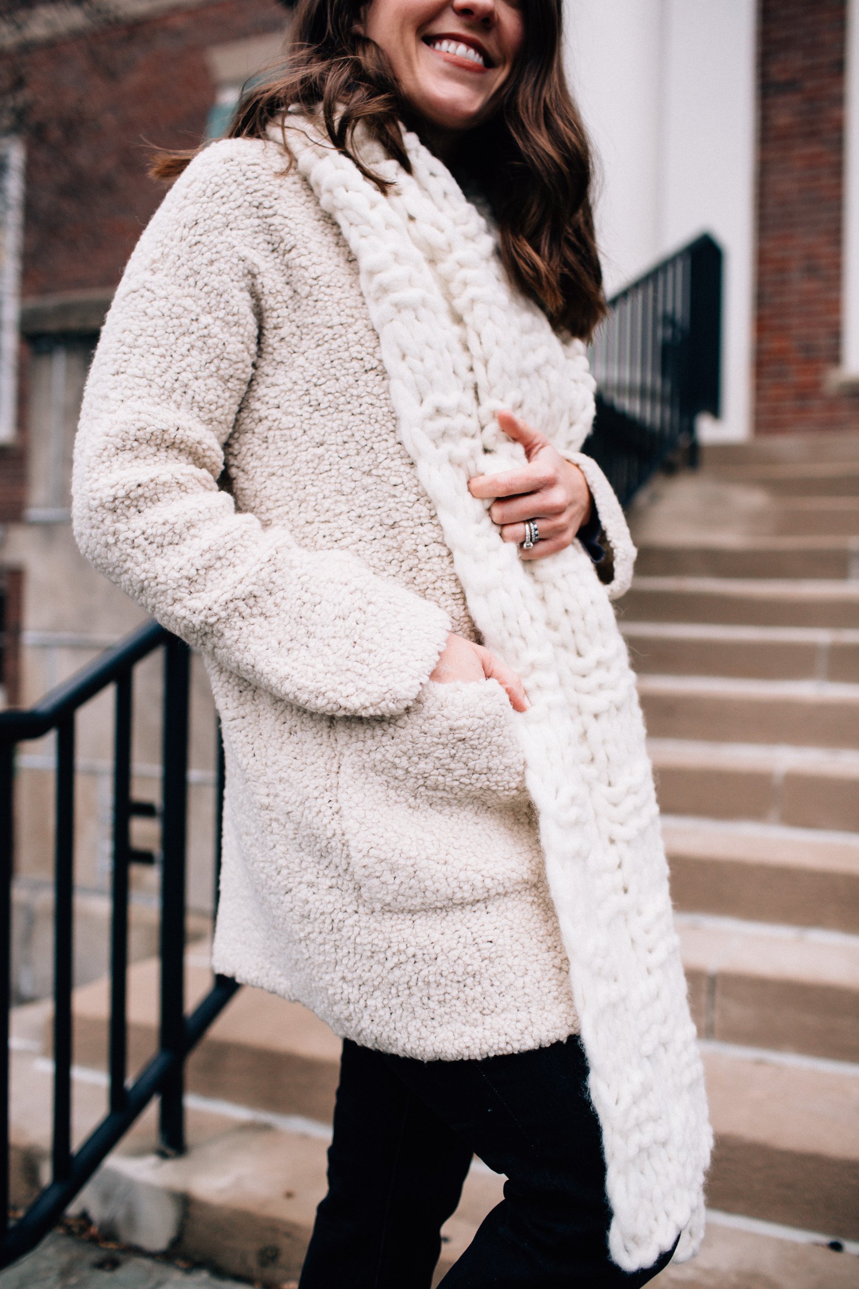 eileen fisher knit fur cardigan