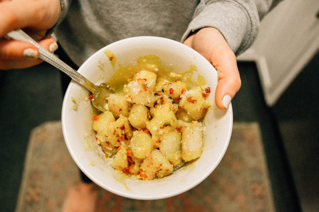 Trader Joe's Cauliflower Gnocchi Carbonara Recipe — Hello Adams Family