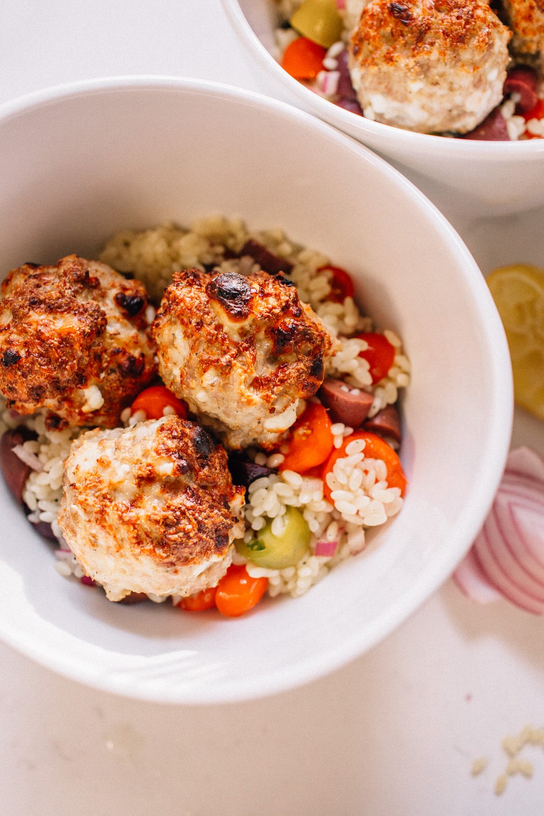 Turkey + Feta Meatballs with Lemon Orzo — Hello Adams Family