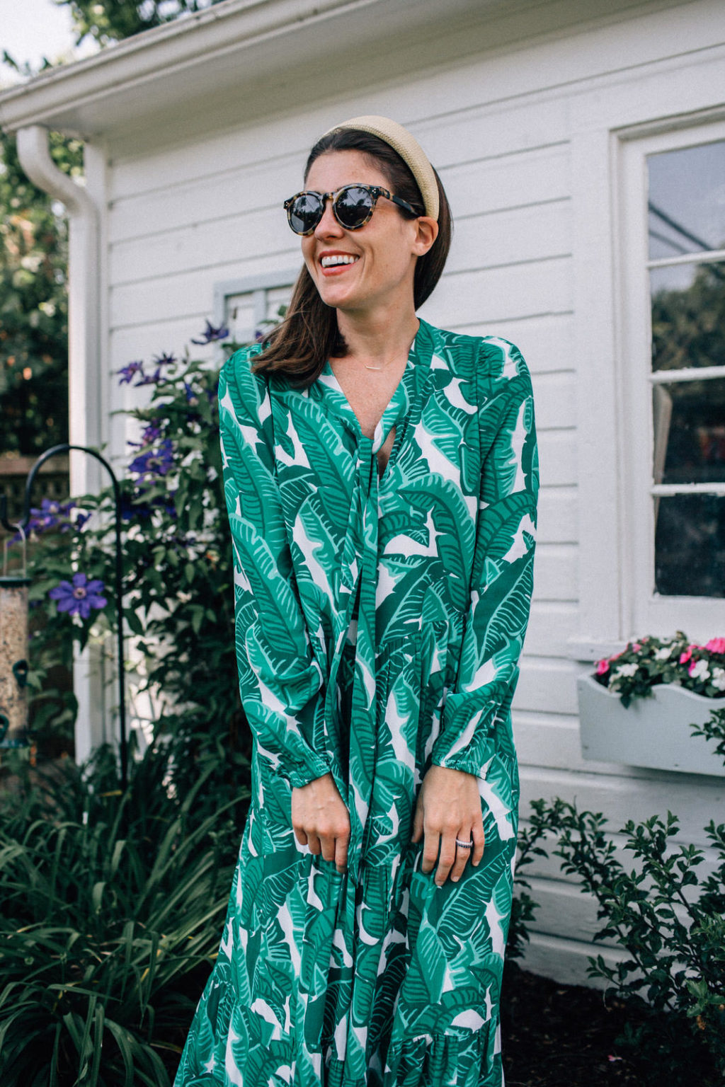 Sarah Natural Palm Print Dress main image 1