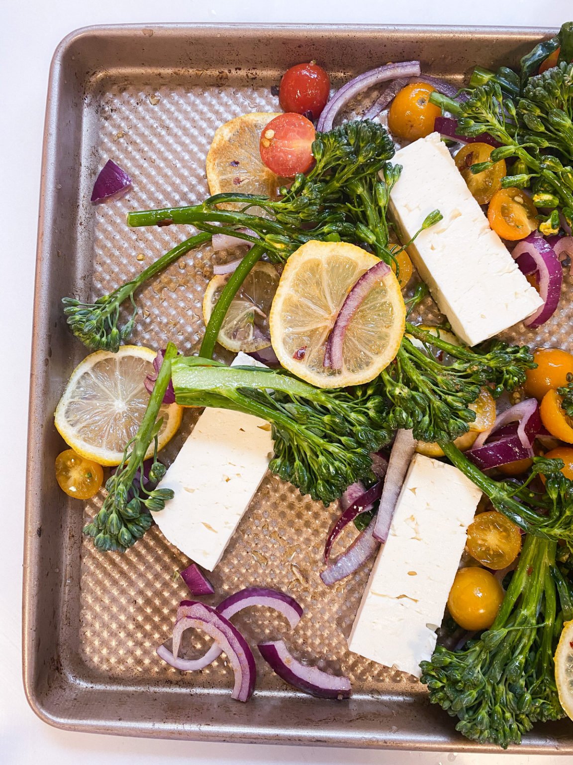 NY Times Sheet Pan Baked Feta with Broccolini, Tomatoes and Lemon