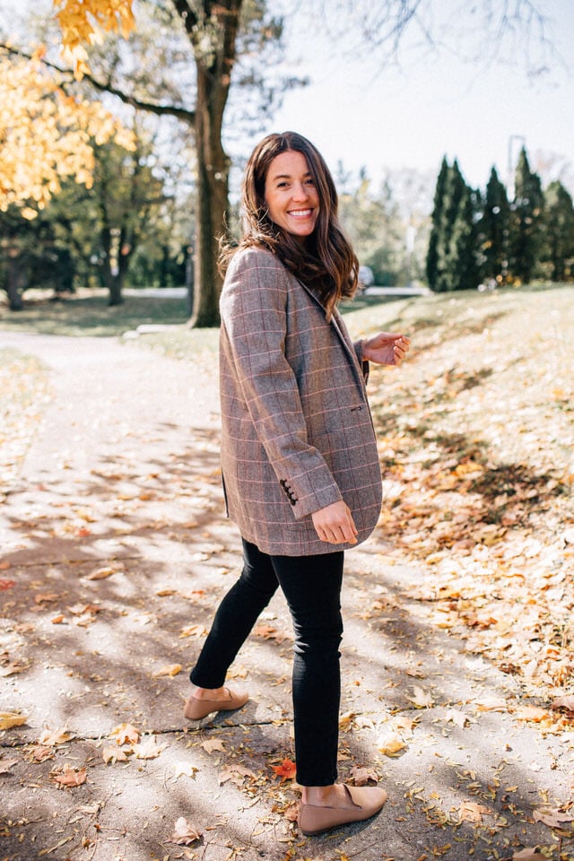 Long Plaid Blazer