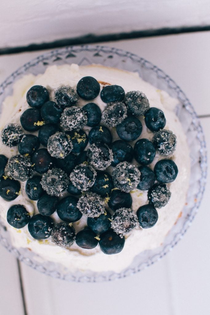 Angel Food Cake with Blueberries and Lemon Cream