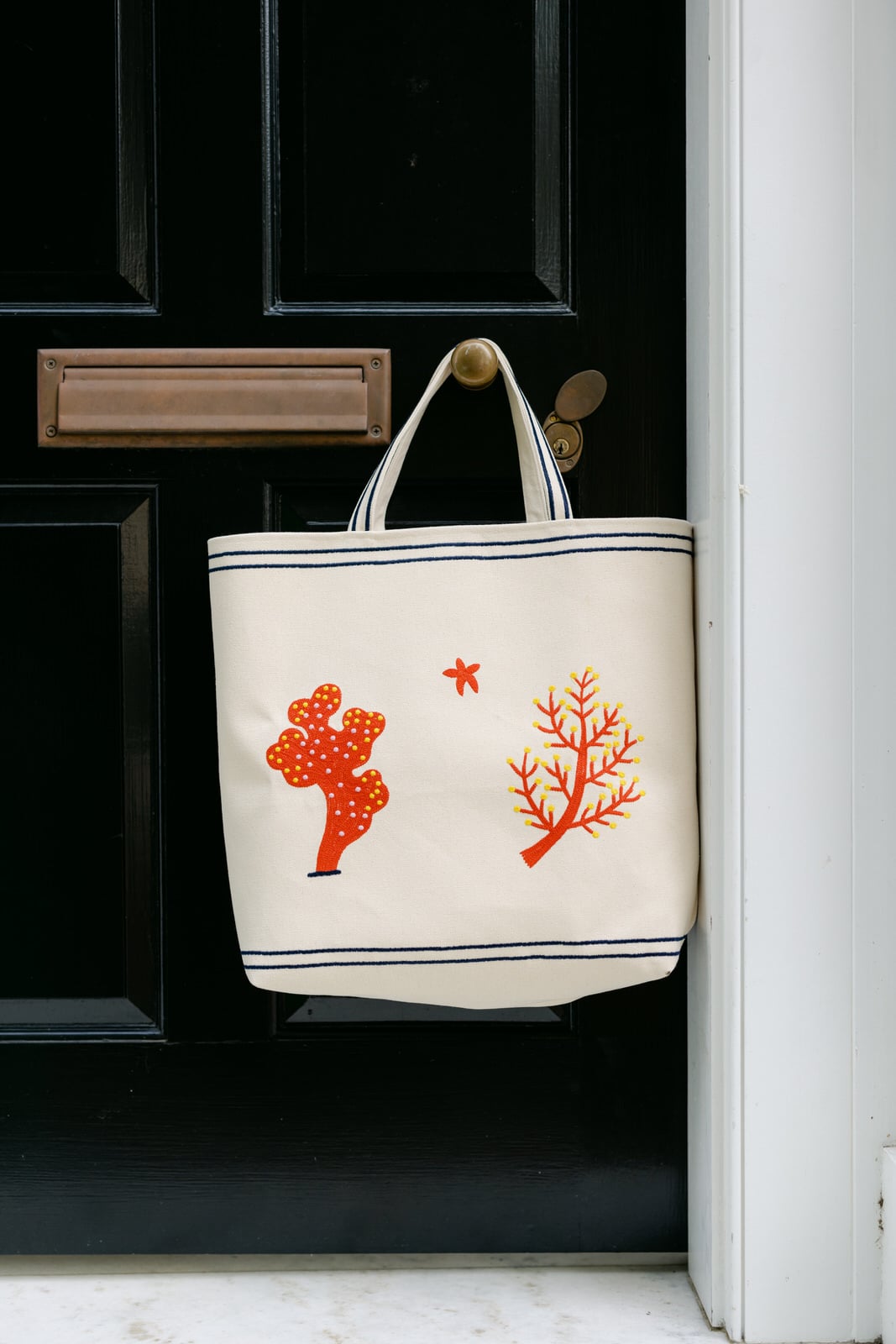 Liz Adams x Fanm Mon Collection, canvas coral tote bag