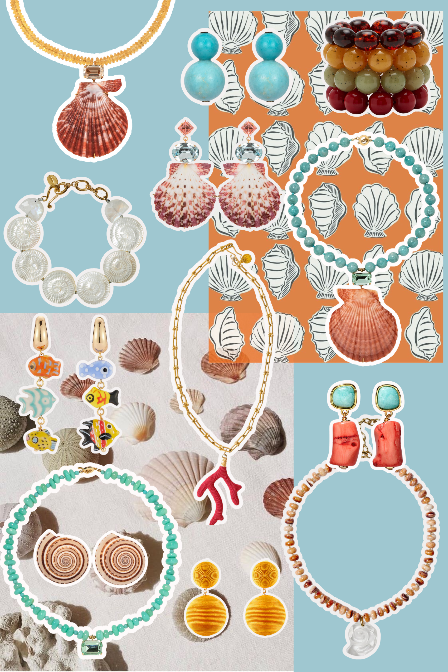 fun summer jewelry, shell inspired jewelry, coastal jewelry, fashion jewelry