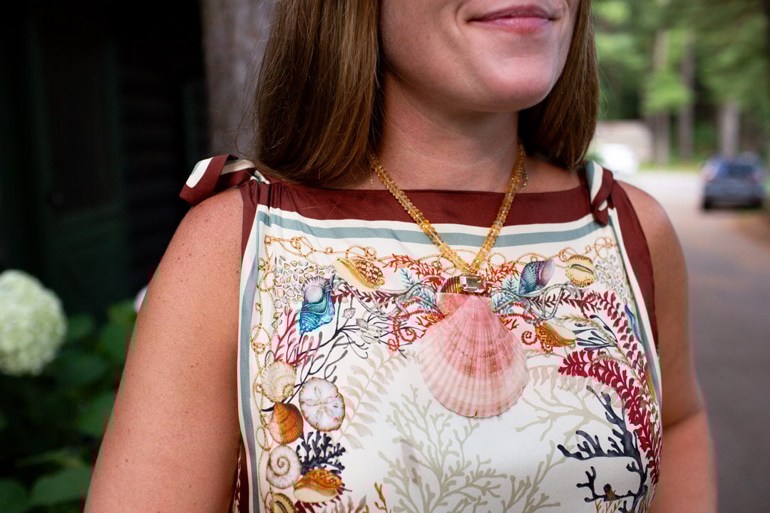 Jennifer Behr Roma necklace, citrine shell necklace